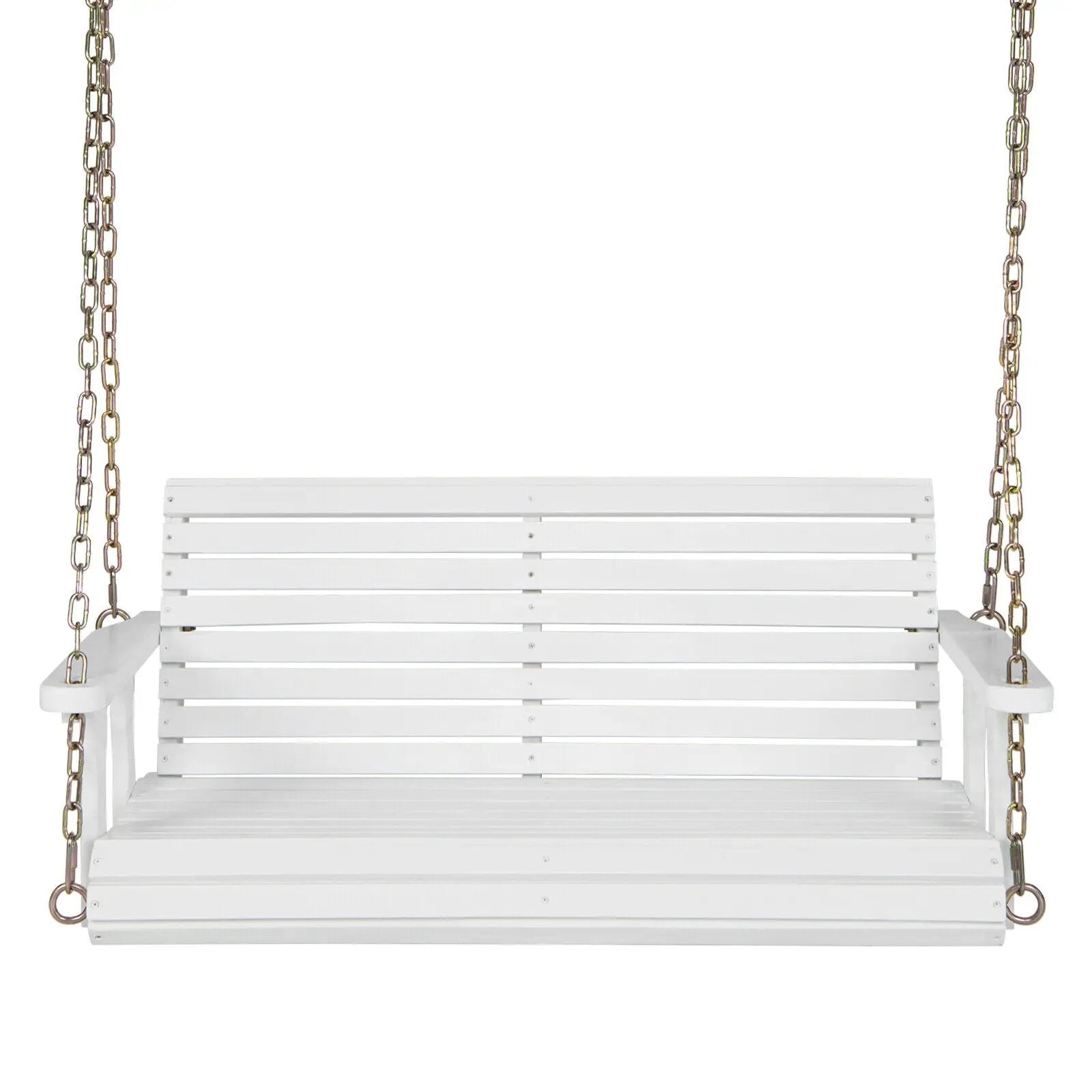 2-Person Wooden Porch Swing with Hanging Chains for Garden Yard by DirectDeals