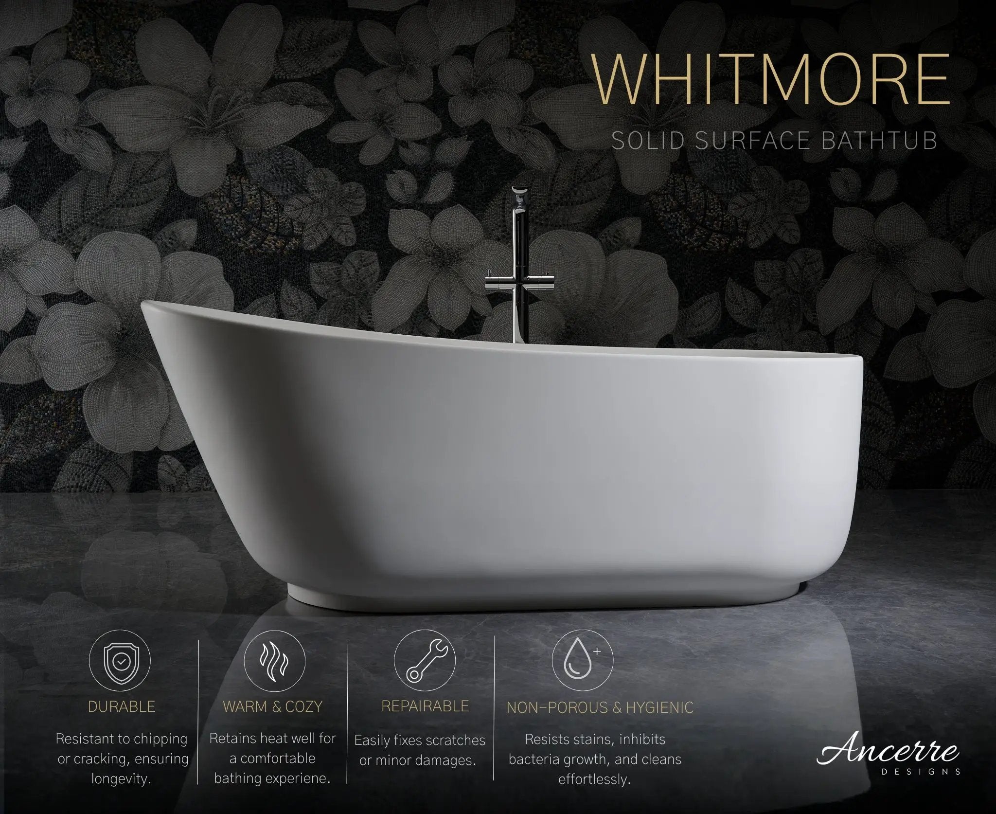 Whitmore Freestanding Solid Surface Bathtub by Ancerre Designs