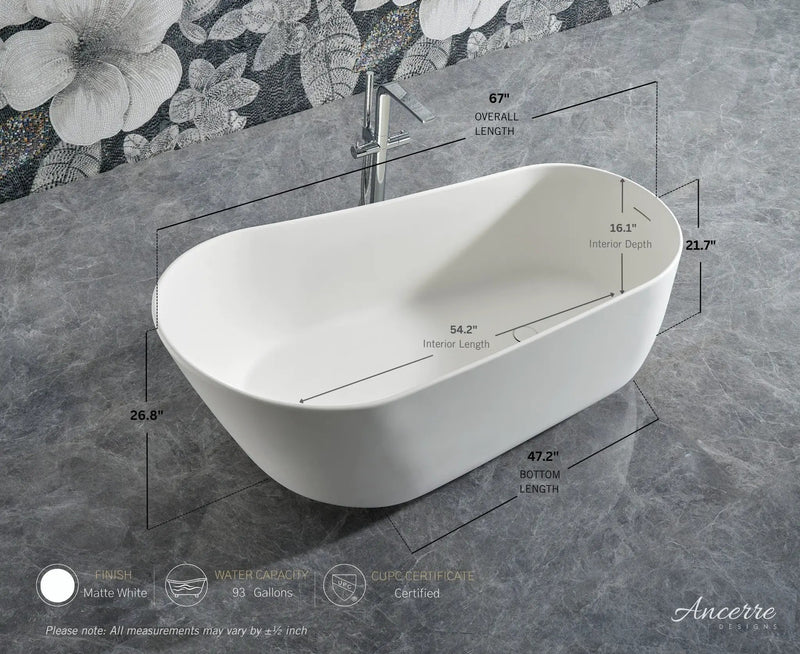 Whitmore Freestanding Solid Surface Bathtub by Ancerre Designs