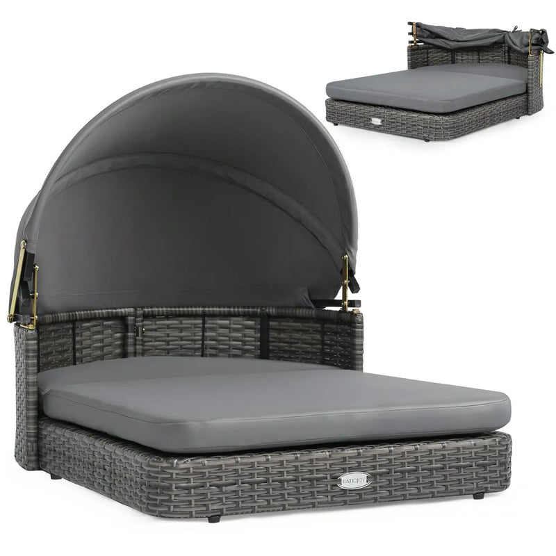 Wicker Dog House with Adjustable Canopy & Cushions by DirectDeals