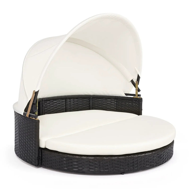 Wicker Dog House with Retractable Canopy & Cushion by DirectDeals