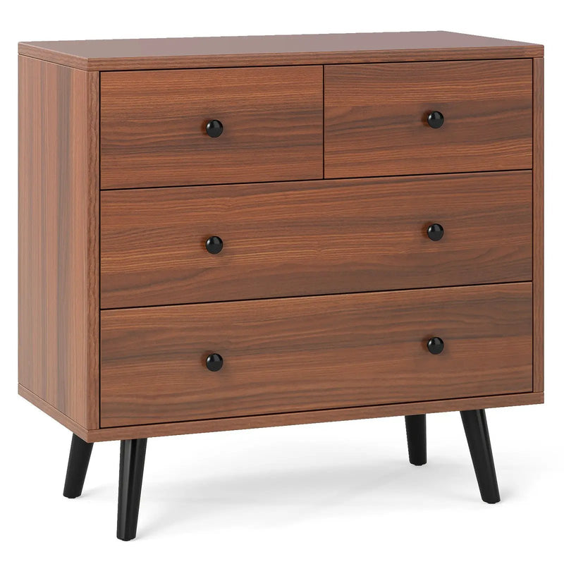 Wide Wooden Dresser with 4 Drawers for Bedroom Living Room by DirectDeals