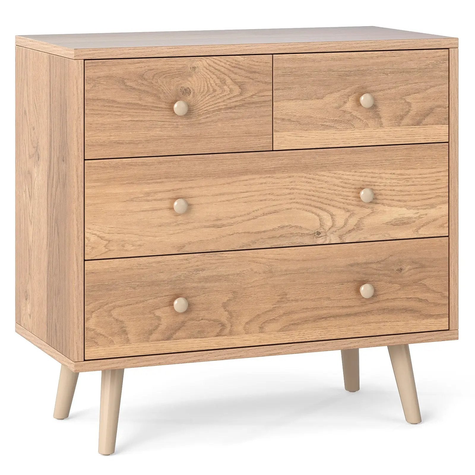 Wide Wooden Dresser with 4 Drawers for Bedroom Living Room by DirectDeals