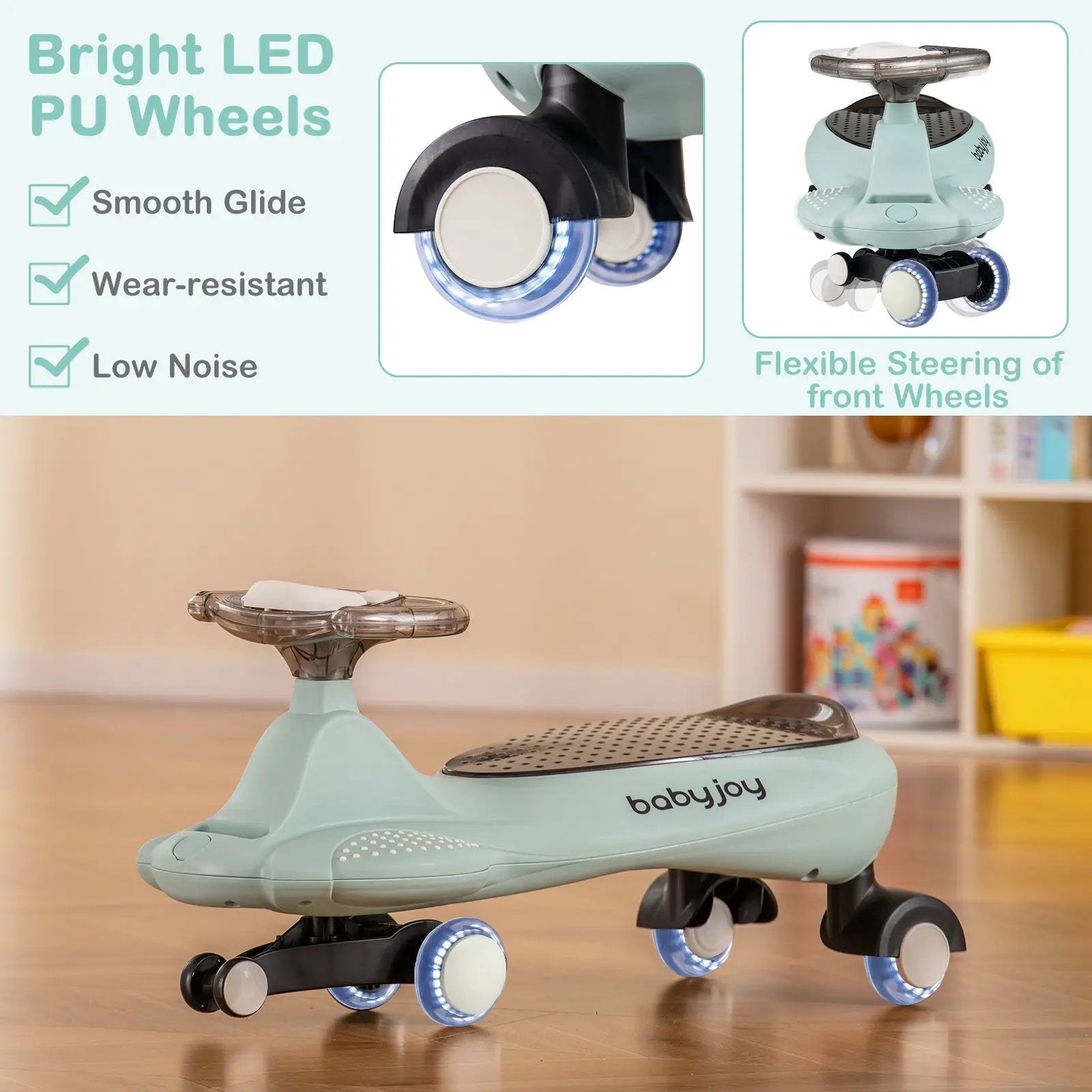 Wiggle Car with Hauling Rope Ride on Toy with Under-Seat Storage by DirectDeals