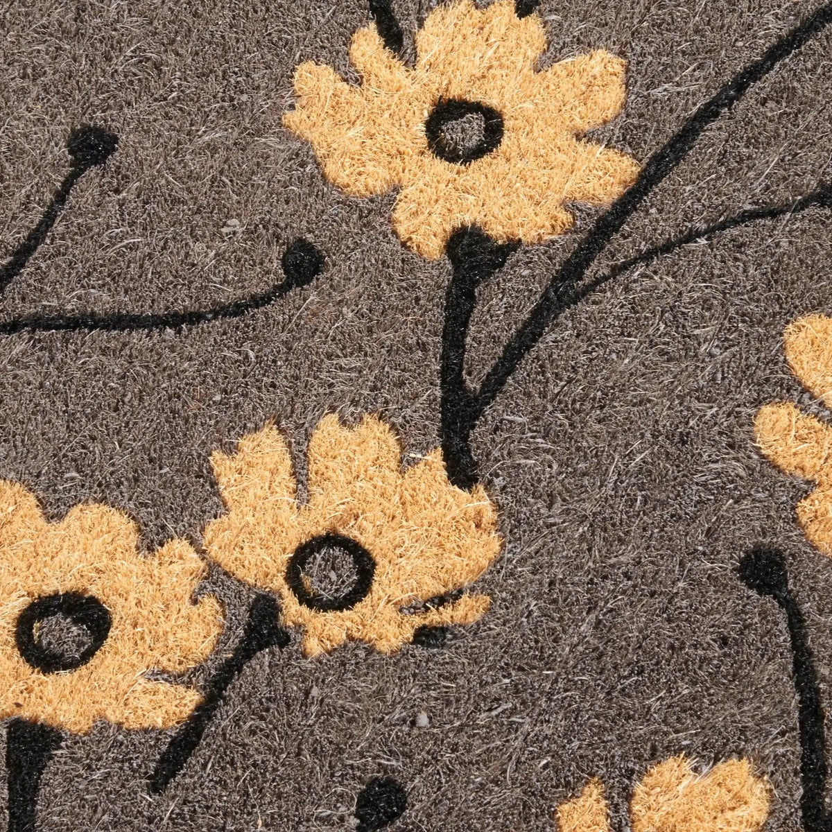 Wild Flowers - Gray Coir Doormat, detail