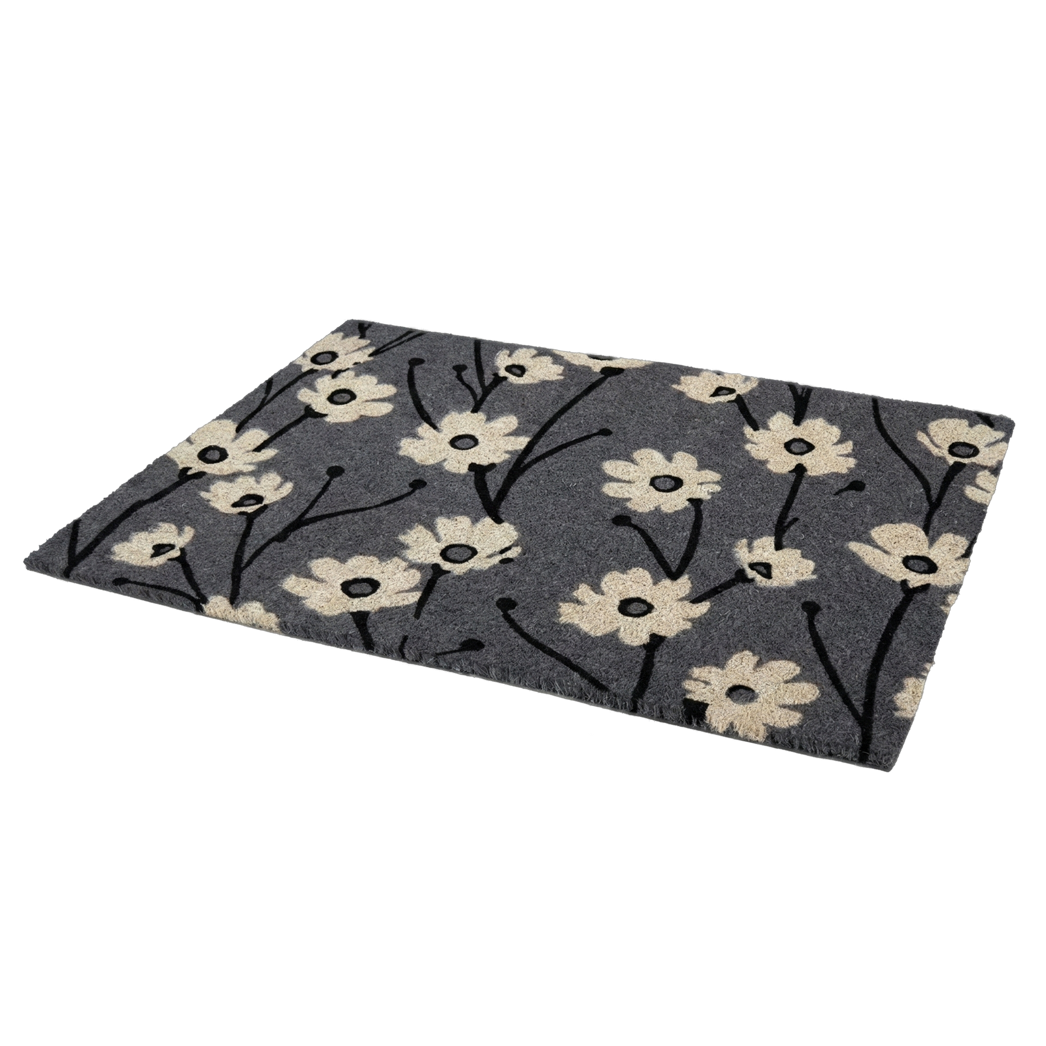 Wild Flowers - Gray Coir Doormat by Fab Habitat
