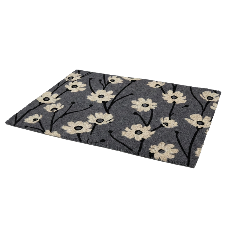 Wild Flowers - Gray Coir Doormat by Fab Habitat