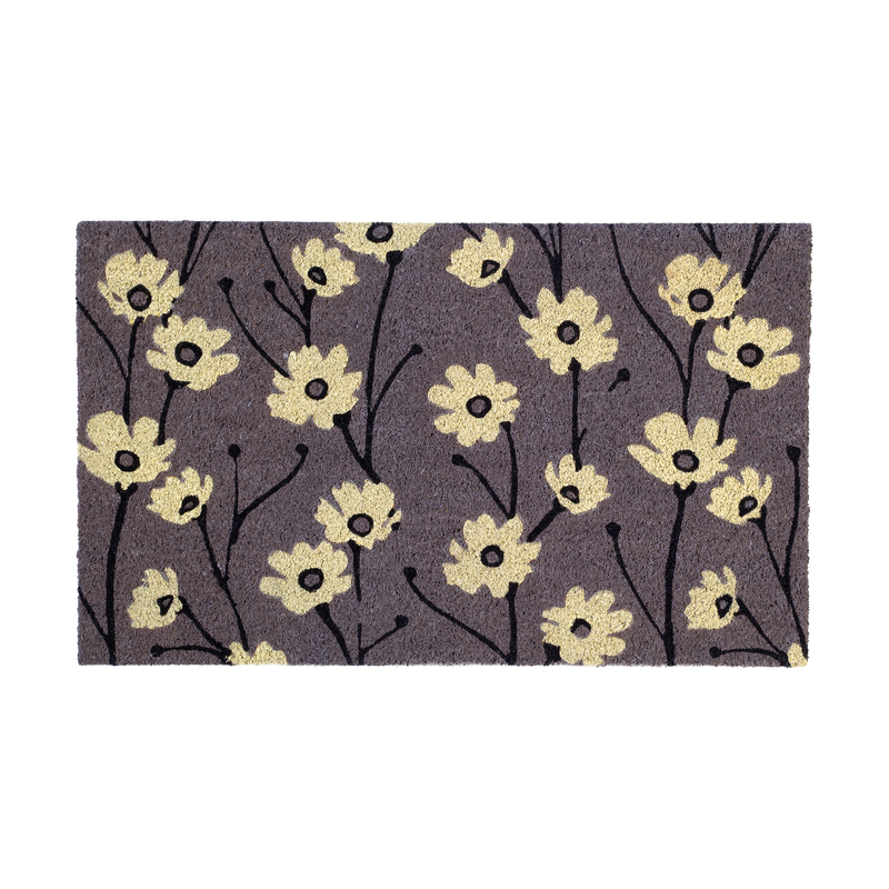 Wild Flowers - Gray Coir Doormat by Fab Habitat
