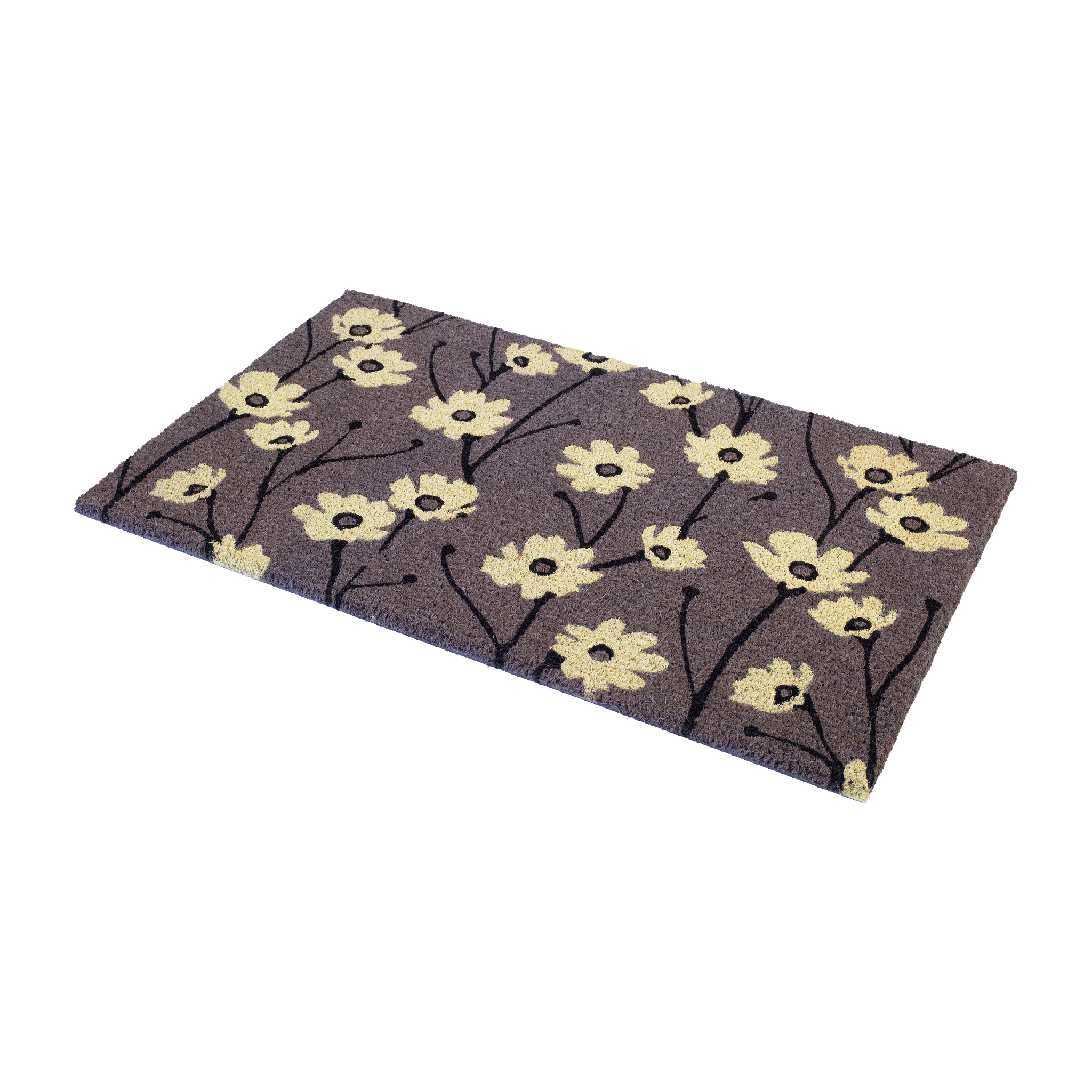 Wild Flowers - Gray Coir Doormat by Fab Habitat