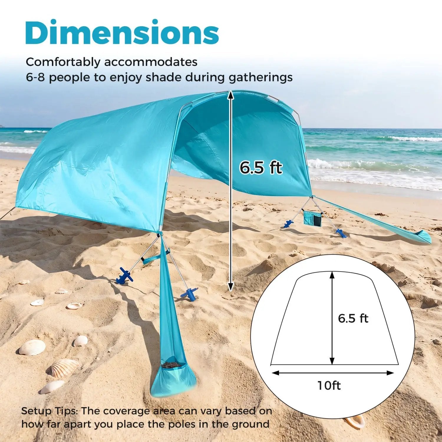 Wind Powered Beach Tent Portable Sun Shelter Canopy for Picnic by DirectDeals