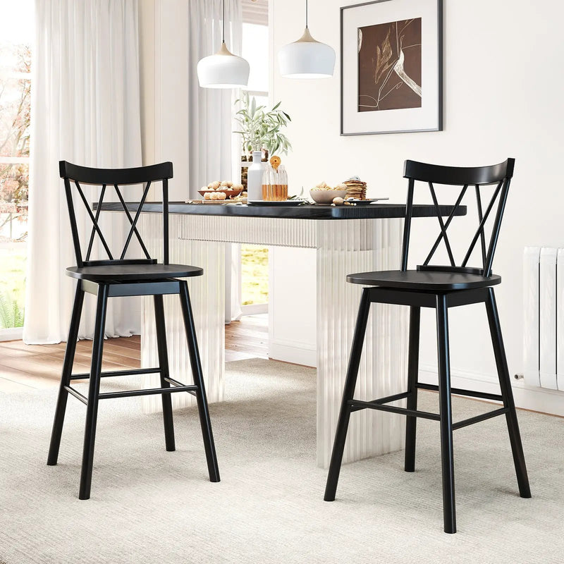 Set of 2 Windsor Bar Stool with Ergonomic Backrest and Footrests by DirectDeals