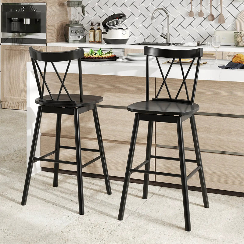 Set of 2 Windsor Bar Stool with Ergonomic Backrest and Footrests by DirectDeals