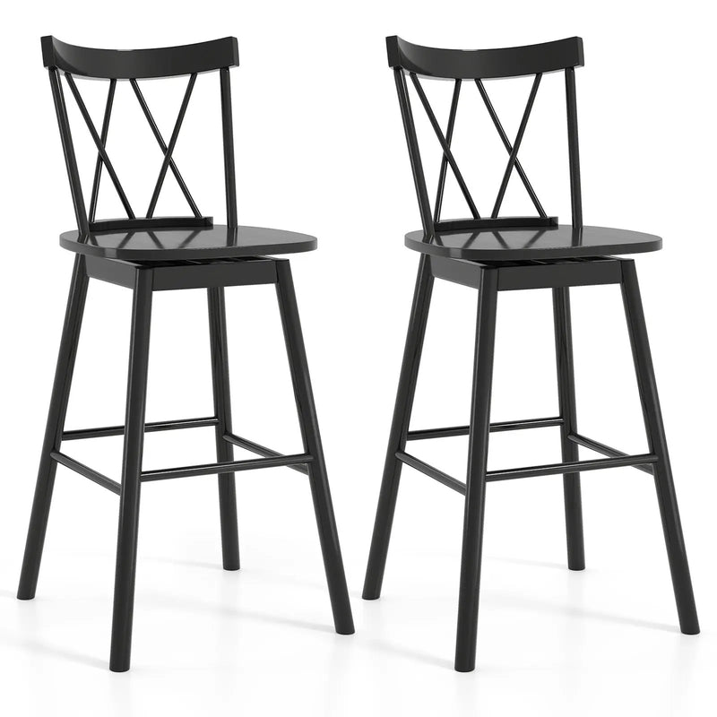 Set of 2 Windsor Bar Stool with Ergonomic Backrest and Footrests by DirectDeals