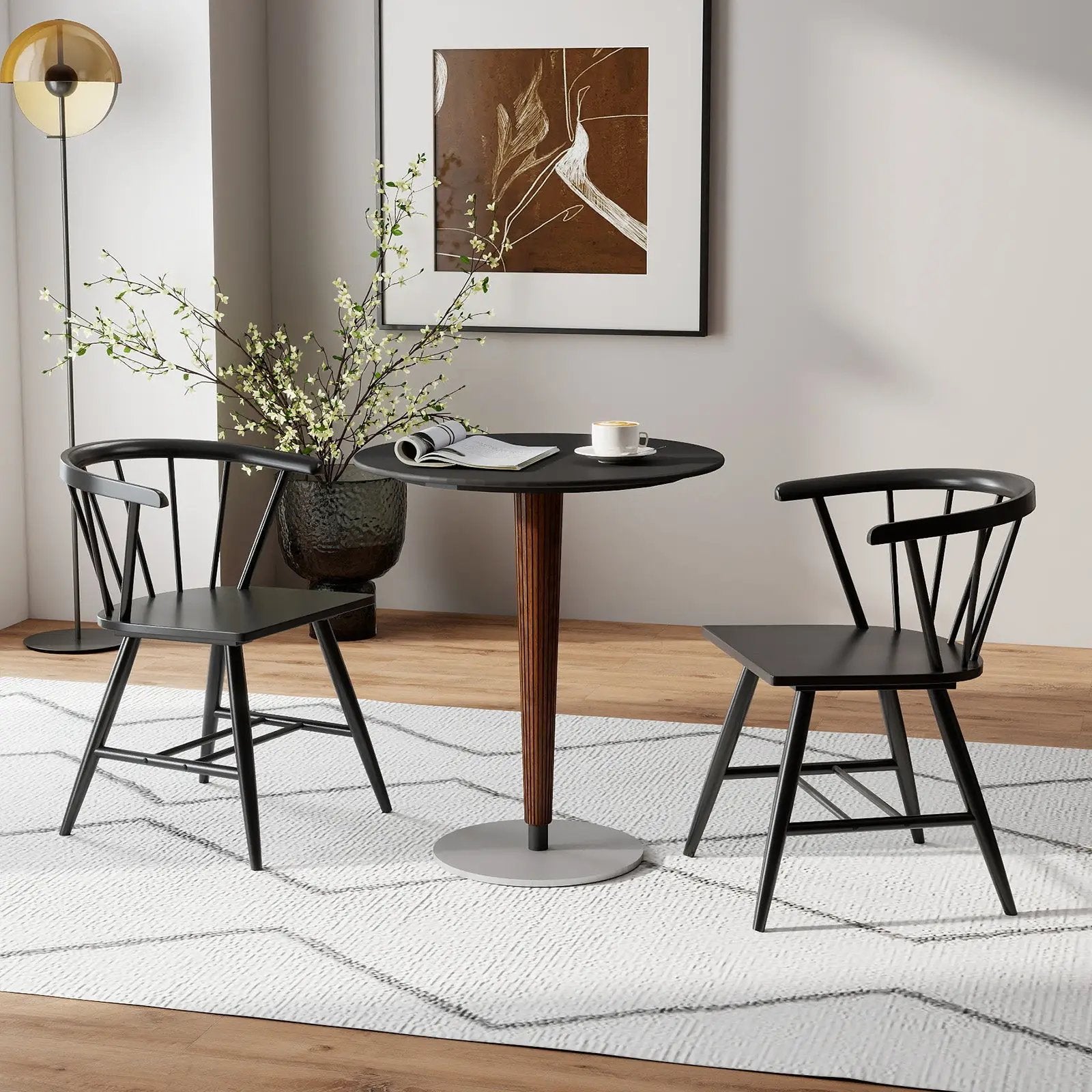 Windsor Dining Chair Set of 4 Mid-Century Modern Black Kitchen Chairs-Black by DirectDeals