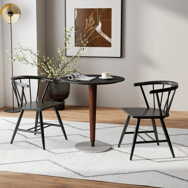 Windsor Dining Chair Set of 4 Mid-Century Modern Black Kitchen Chairs-Black by DirectDeals