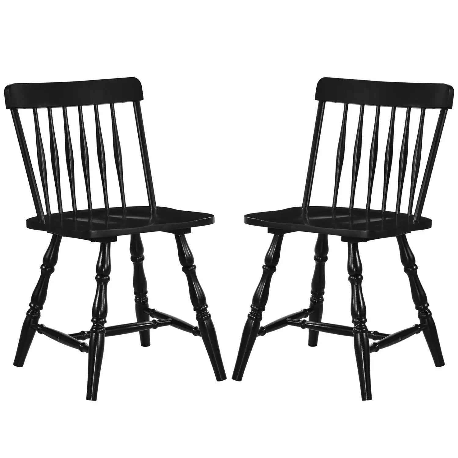 Windsor Dining Chairs Set of 2 with Curved Spindle Back by DirectDeals