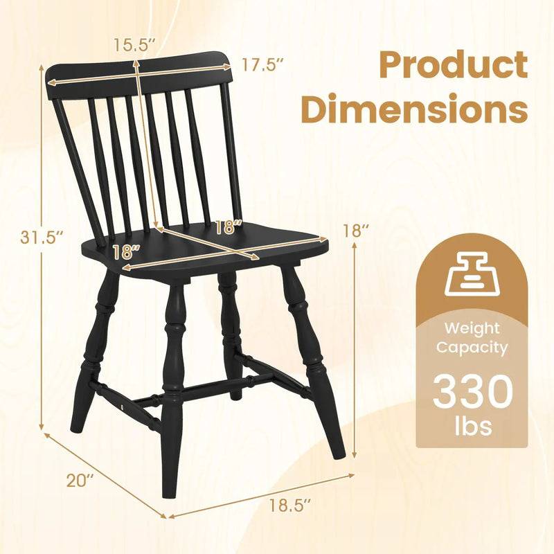 Windsor Dining Chairs Set of 2 with Curved Spindle Back by DirectDeals