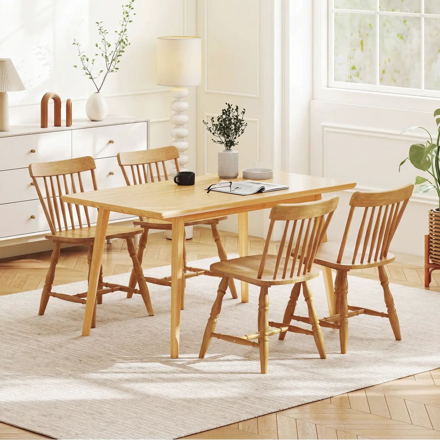 Windsor Dining Chairs Set of 2 with Curved Spindle Back by DirectDeals