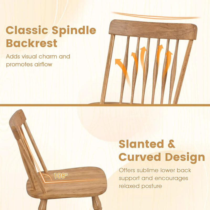 Windsor Dining Chairs Set of 2 with Curved Spindle Back by DirectDeals