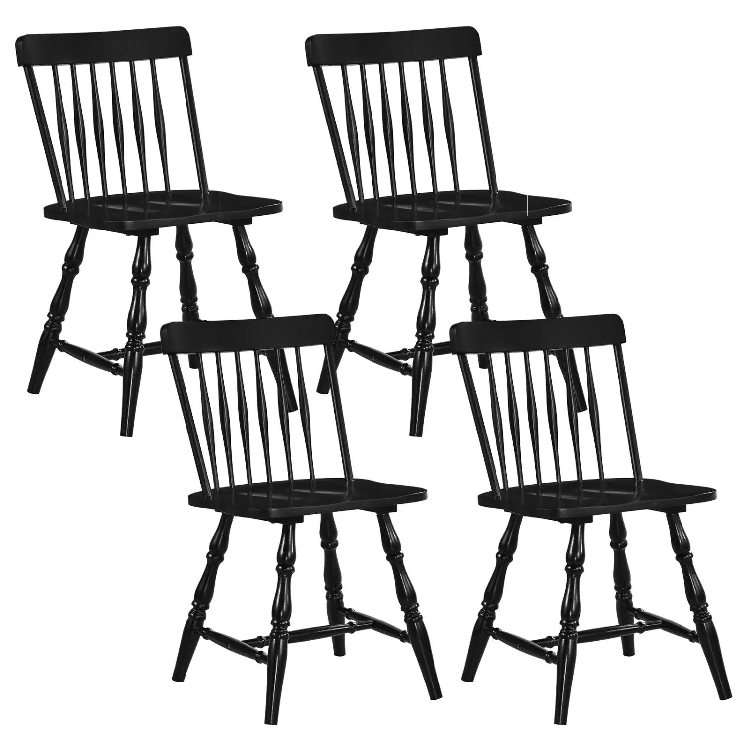 Windsor Dining Chairs Set of 4 with Curved Spindle Back by DirectDeals