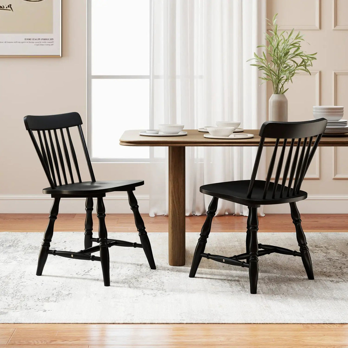 Windsor Dining Chairs Set of 4 with Curved Spindle Back, photo 13 of 16