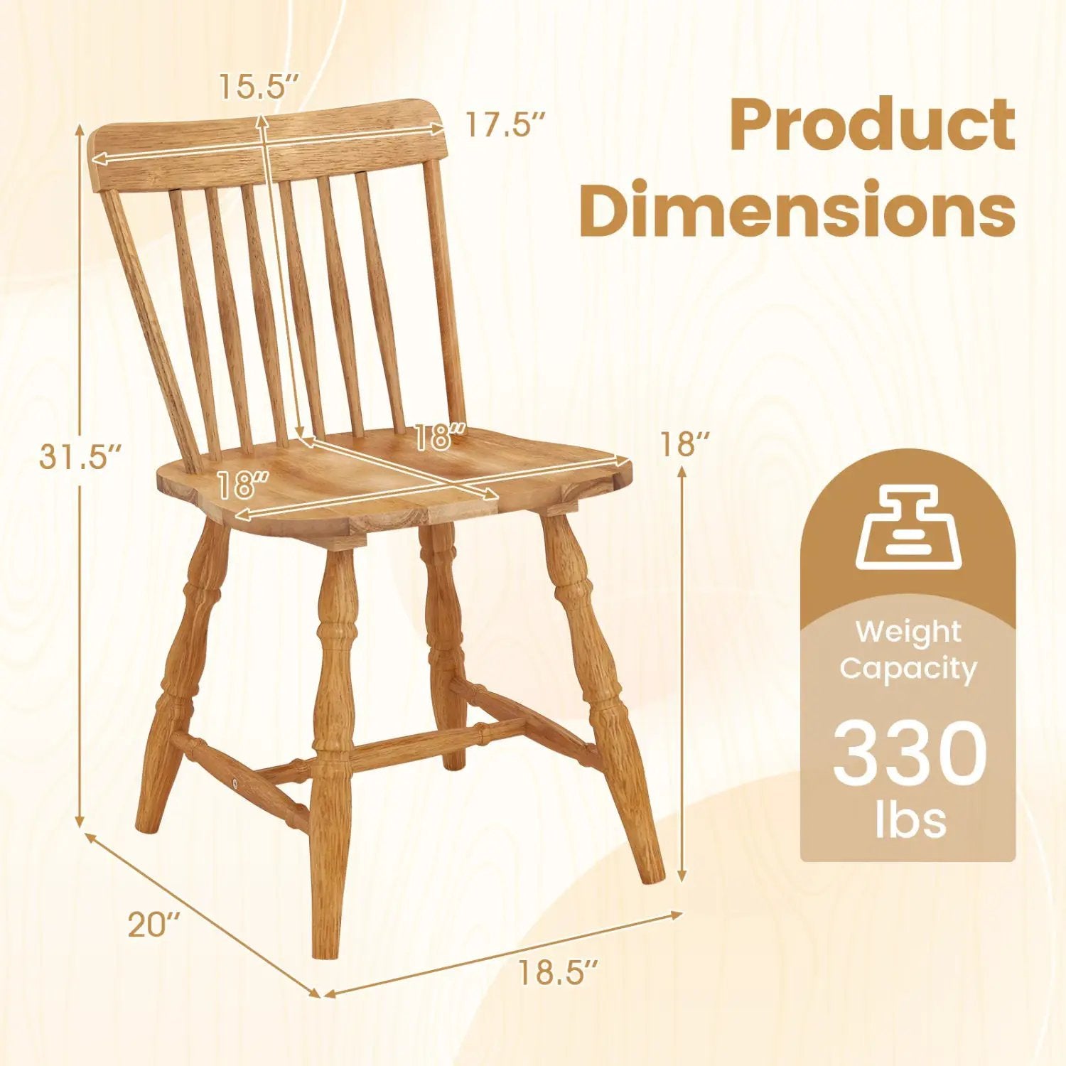 Windsor Dining Chairs Set of 4 with Curved Spindle Back by DirectDeals