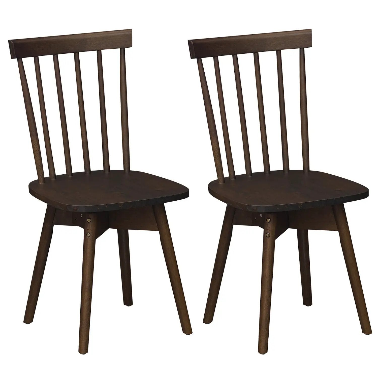 Windsor Dining Chairs Set of 2 Mid Century Rubber Wood Kitchen Chairs with Swivel Seat by DirectDeals
