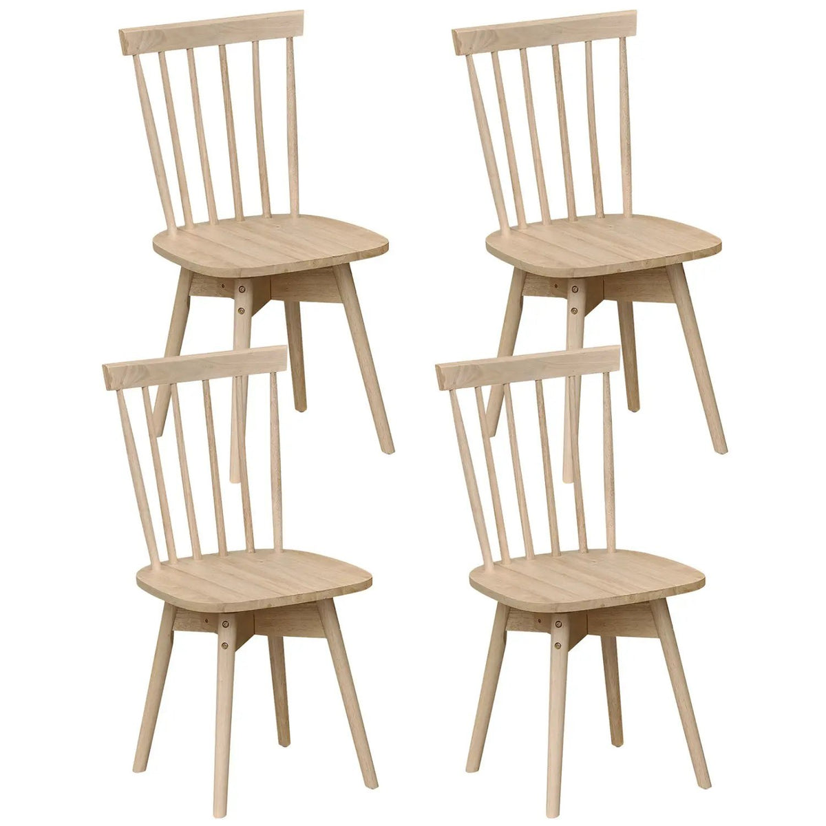 Windsor Dining Chairs Set of 4 Mid Century Rubber Wood Kitchen Chairs with Swivel Seat