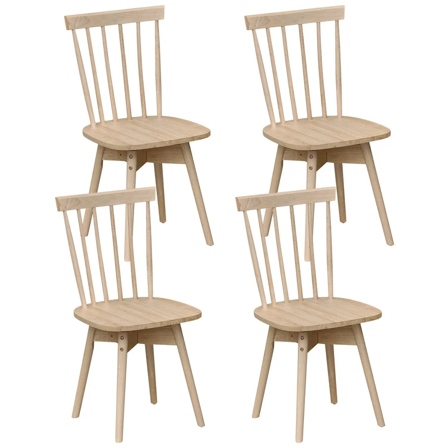 Windsor Dining Chairs Set of 4 Mid Century Rubber Wood Kitchen Chairs with Swivel Seat by DirectDeals