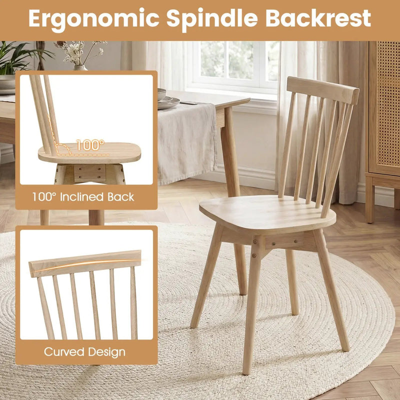 Windsor Dining Chairs Set of 4 Mid Century Rubber Wood Kitchen Chairs with Swivel Seat by DirectDeals
