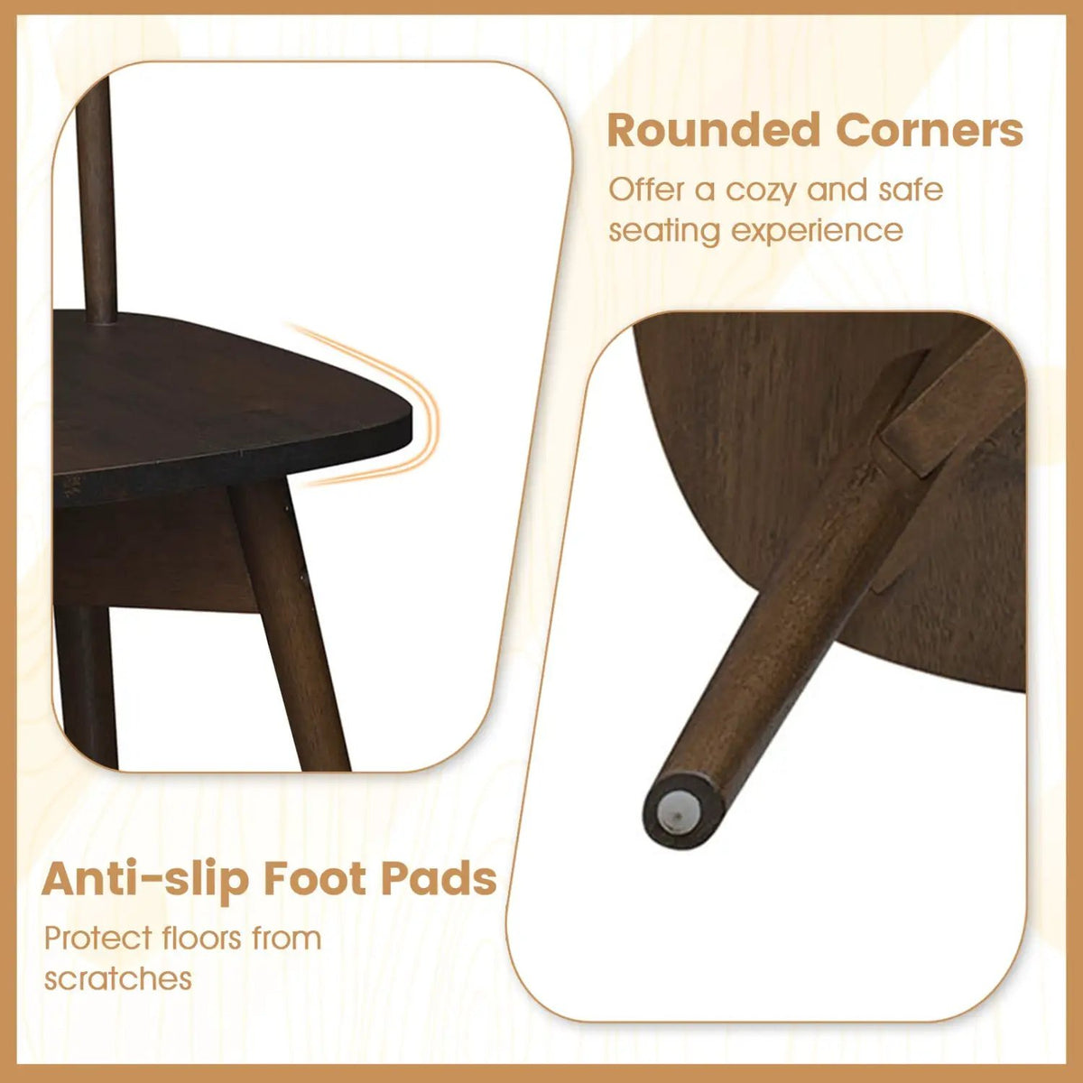 Windsor Dining Chairs Set of 4 Mid Century Rubber Wood Kitchen Chairs with Swivel Seat, photo 15 of 16