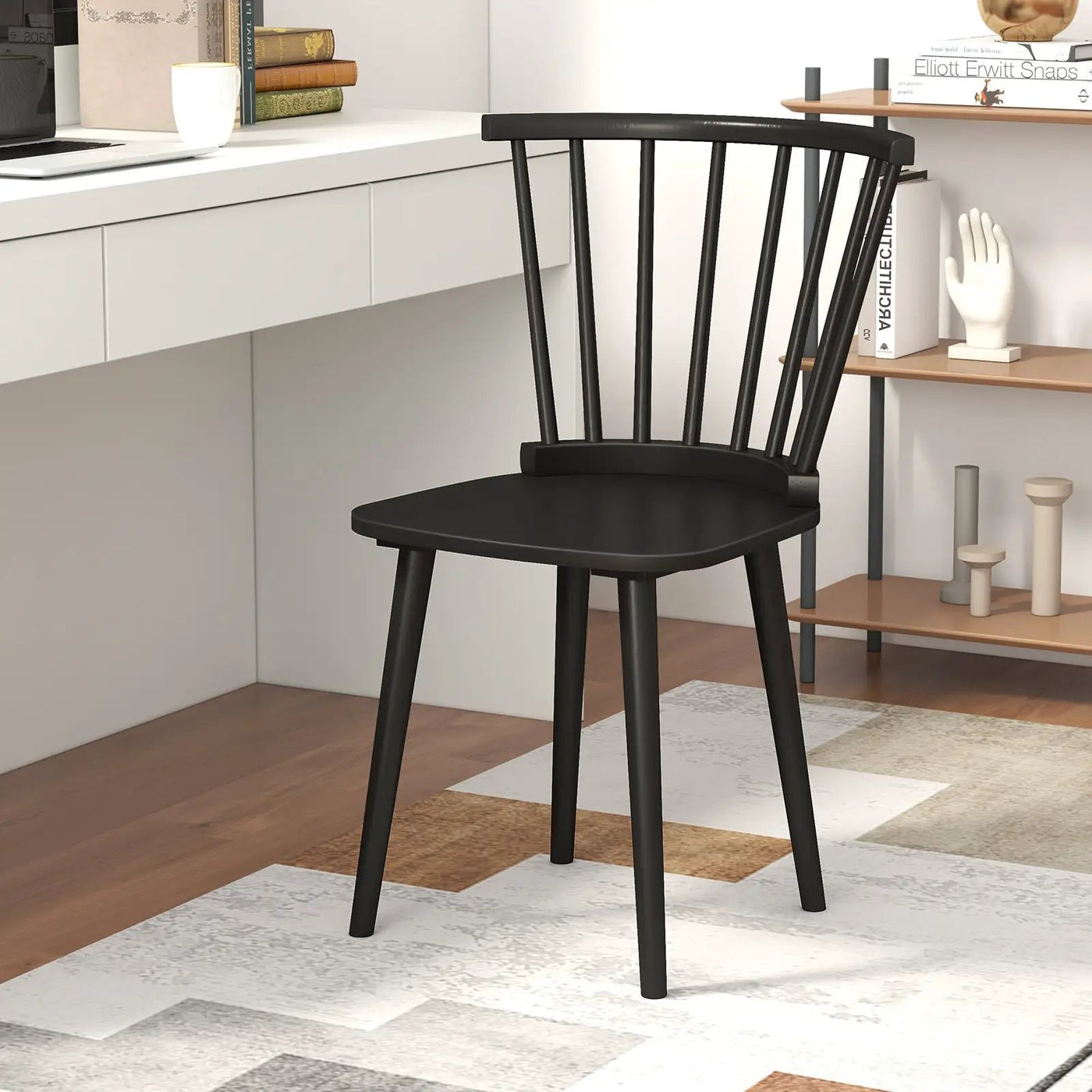 Windsor Dining Chairs Set of 2 Rubber Wood Kitchen Chairs with Spindle Back by DirectDeals