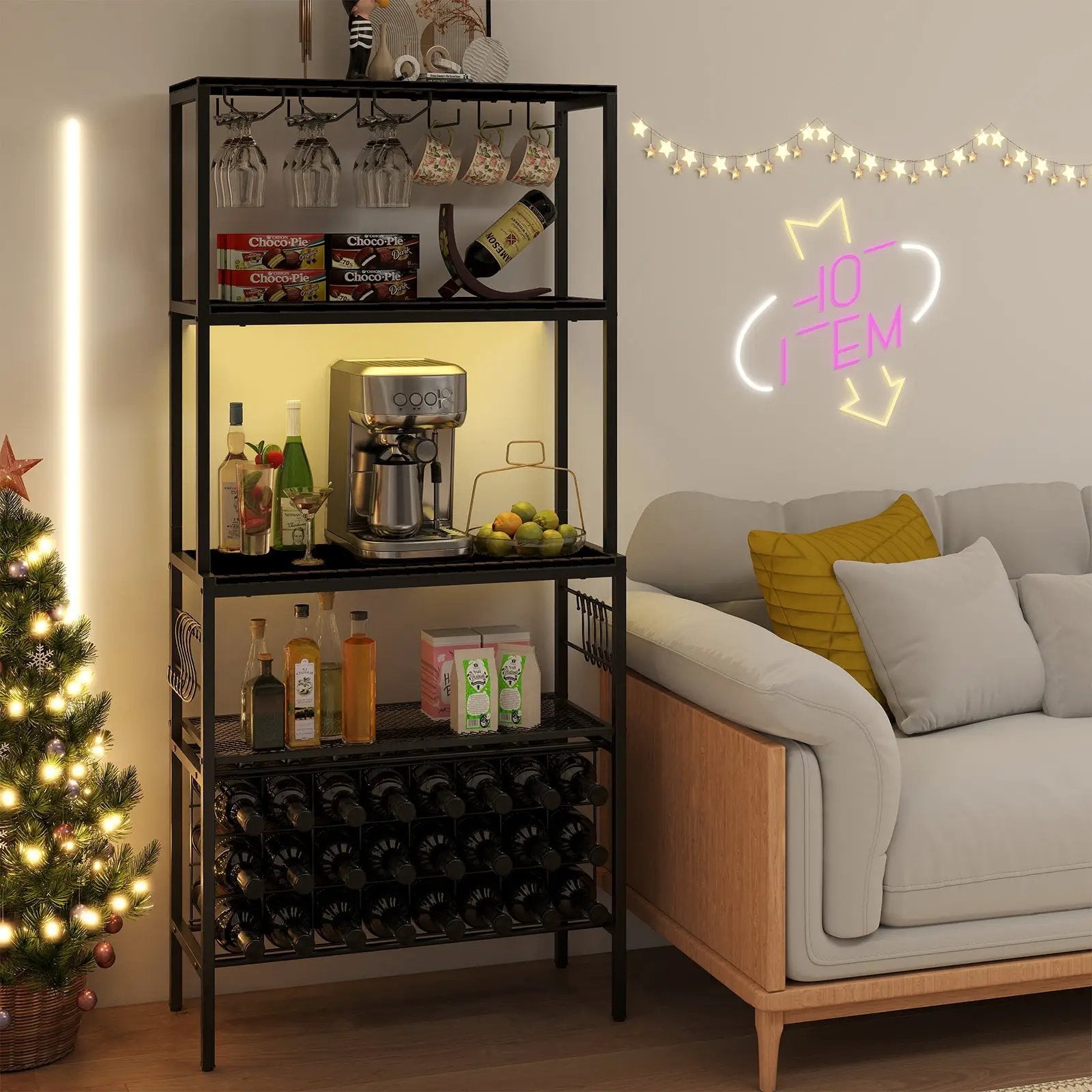 Wine Organizer with Power Outlet and Bottle Holders by DirectDeals
