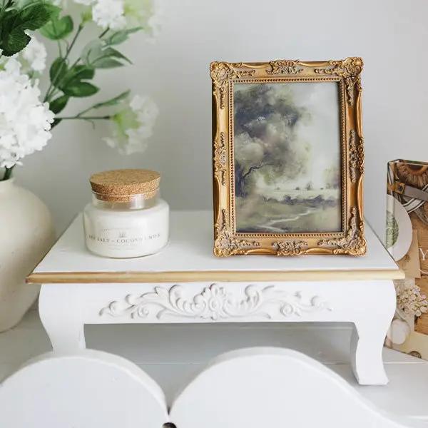 Antique Inspired Ornate White Wood Risers, Set of Two by Decor Steals