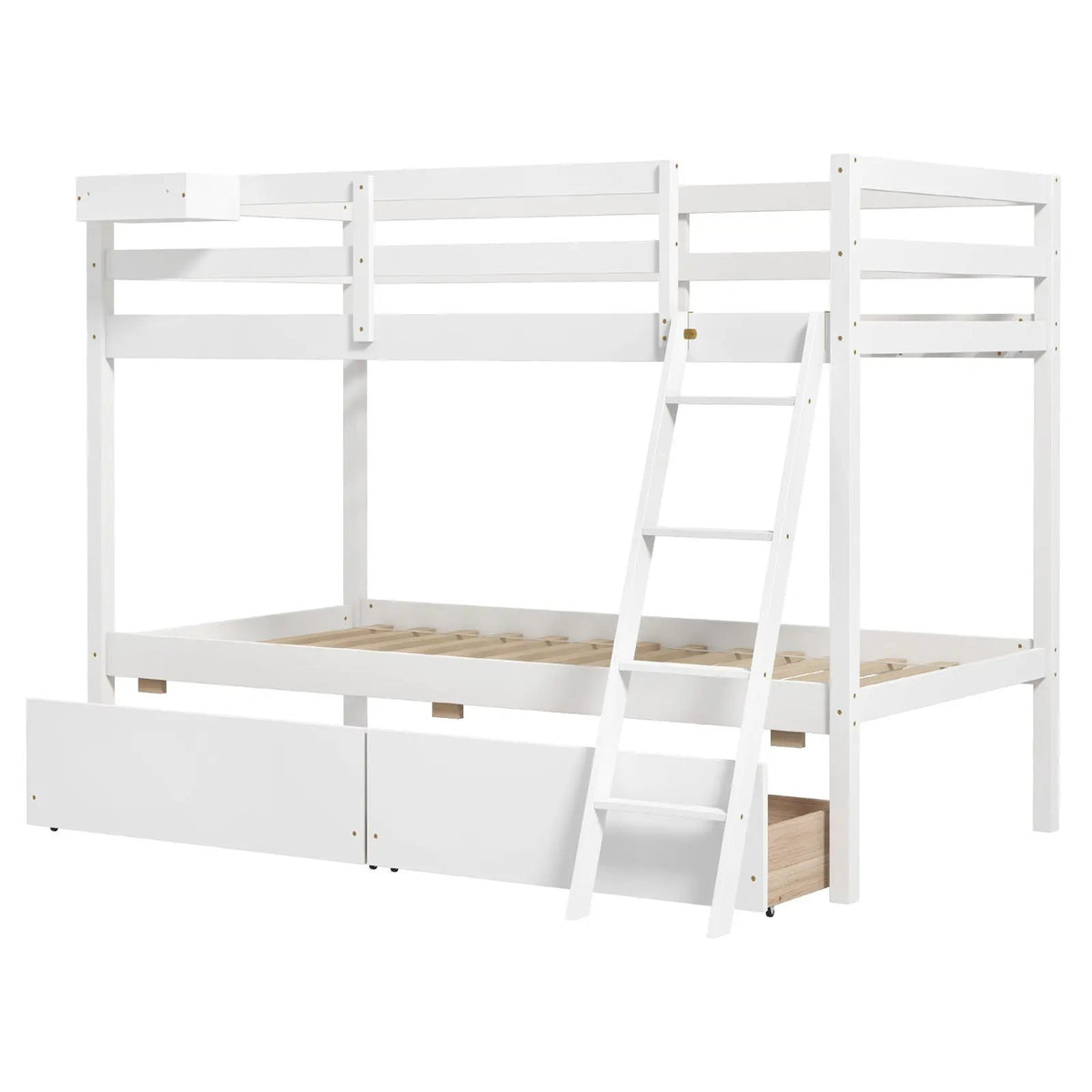 Twin Over Twin Bunk Bed Wood Bed Frame with 2 Storage Drawers and Ladder, photo 2 of 9