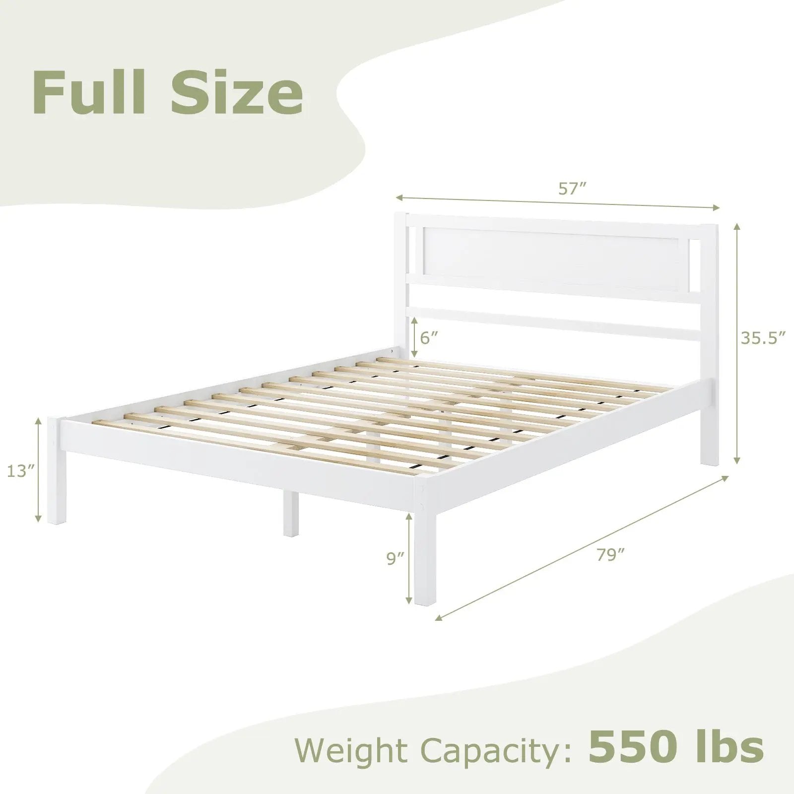 Twin/Full/Queen Size Wood Bed Frame with Headboard and Wooden Slats Support by DirectDeals