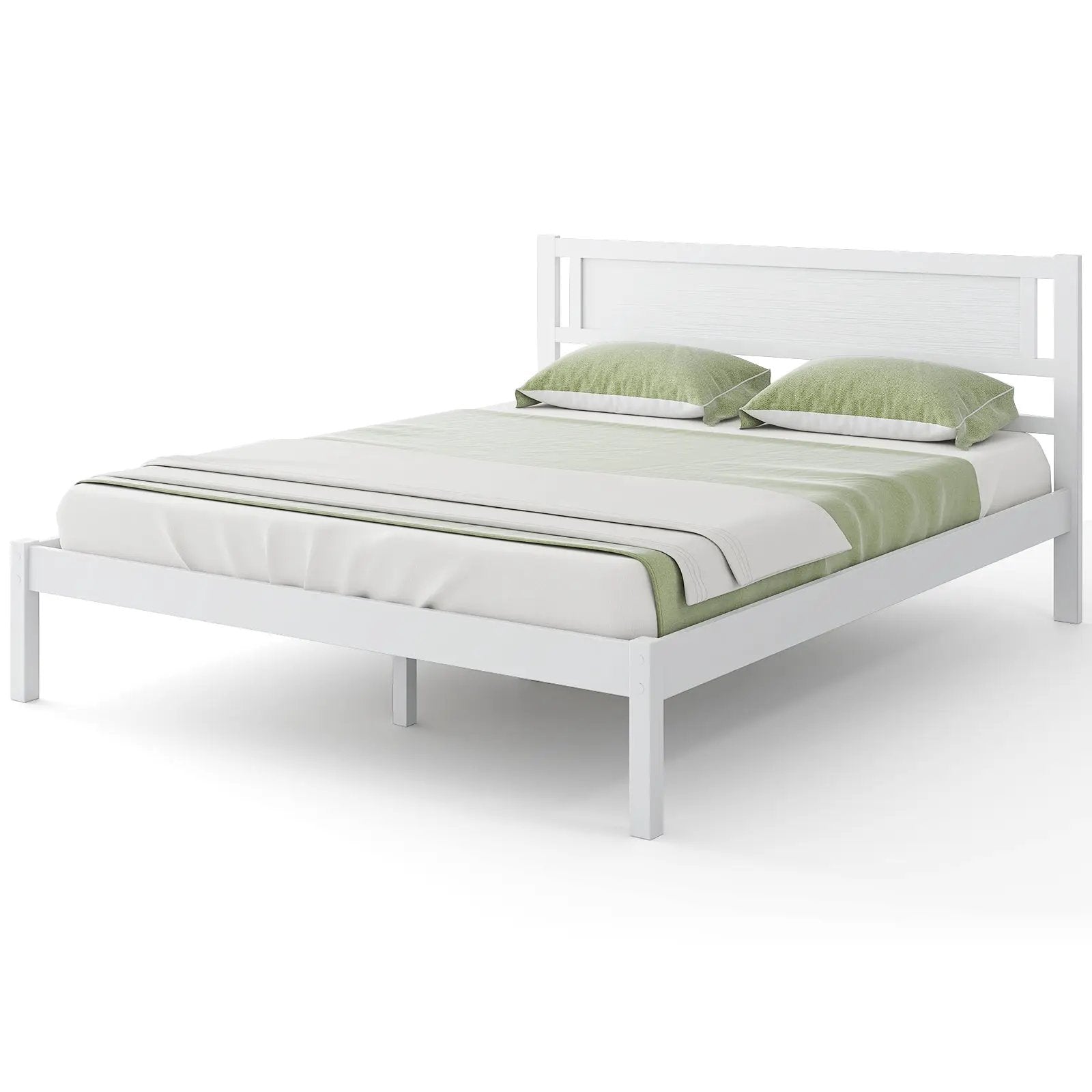 Twin/Full/Queen Size Wood Bed Frame with Headboard and Wooden Slats Support by DirectDeals