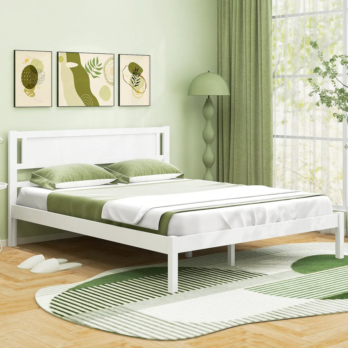 Twin/Full/Queen Size Wood Bed Frame with Headboard and Wooden Slats Support, photo 18 of 24