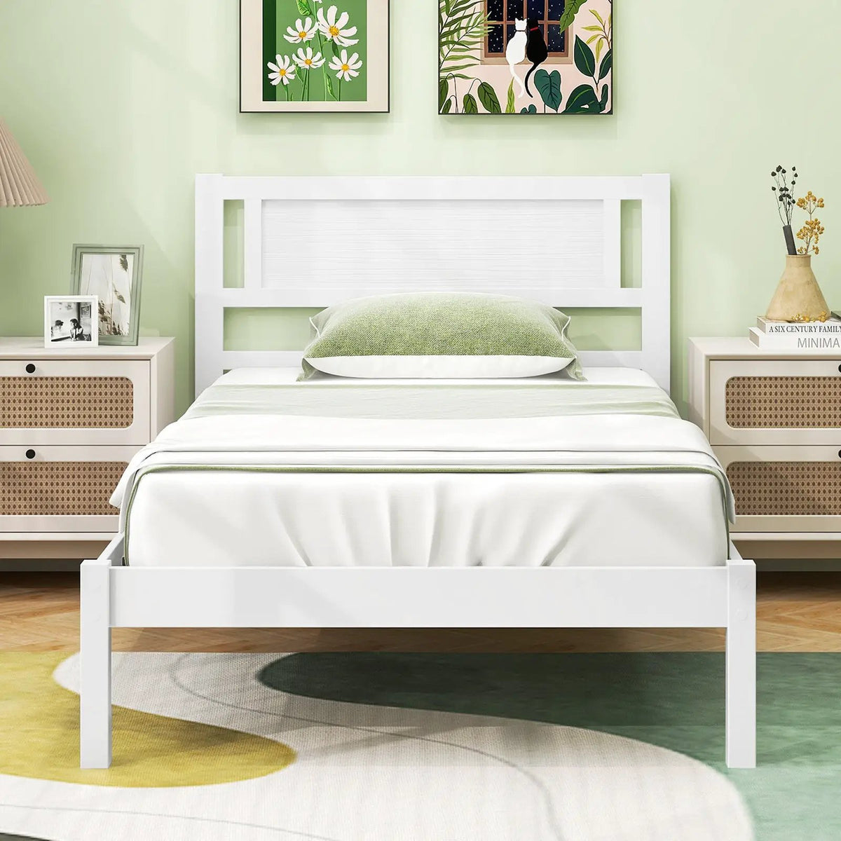 Twin/Full/Queen Size Wood Bed Frame with Headboard and Wooden Slats Support, photo 6 of 24