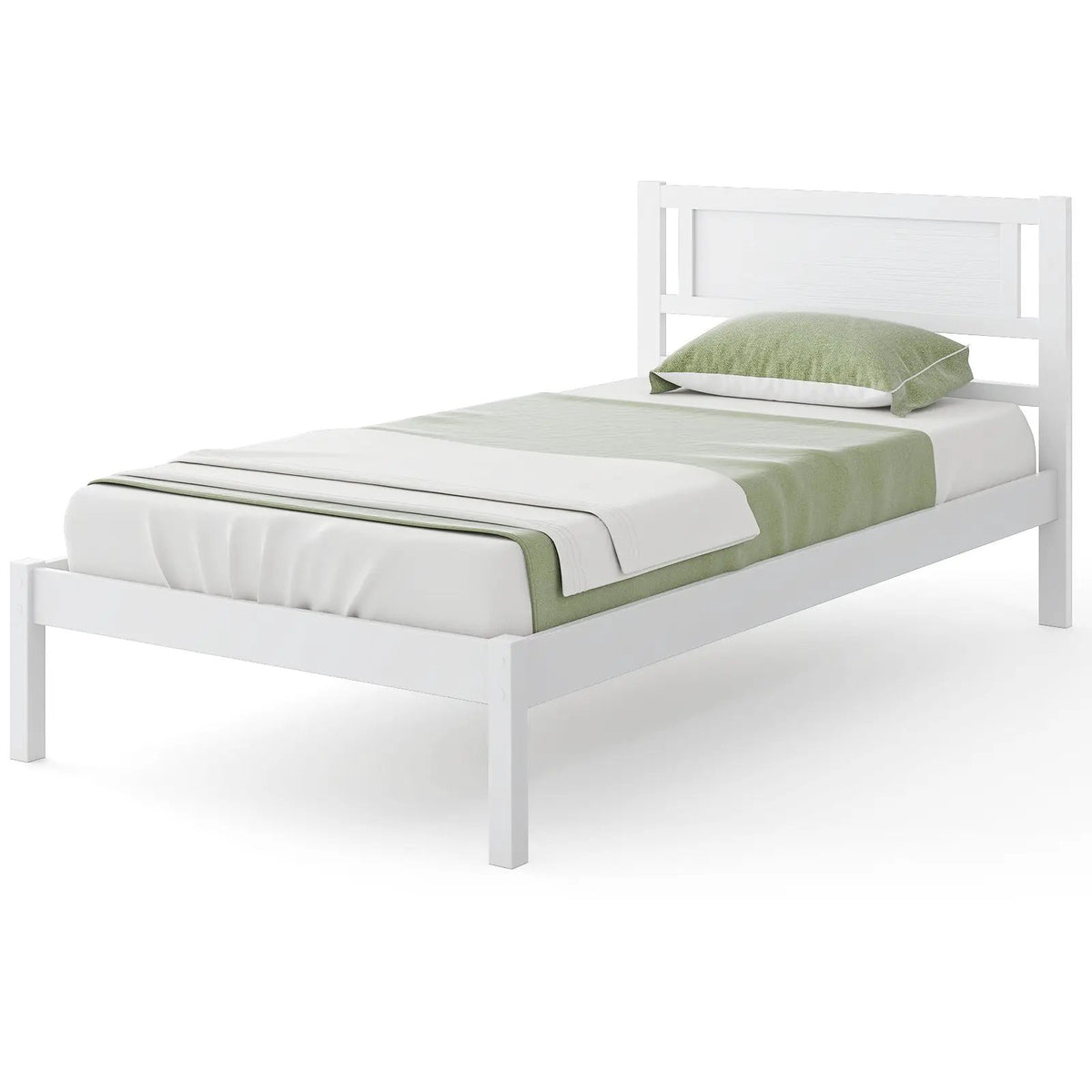 Twin/Full/Queen Size Wood Bed Frame with Headboard and Wooden Slats Support, photo 12 of 24