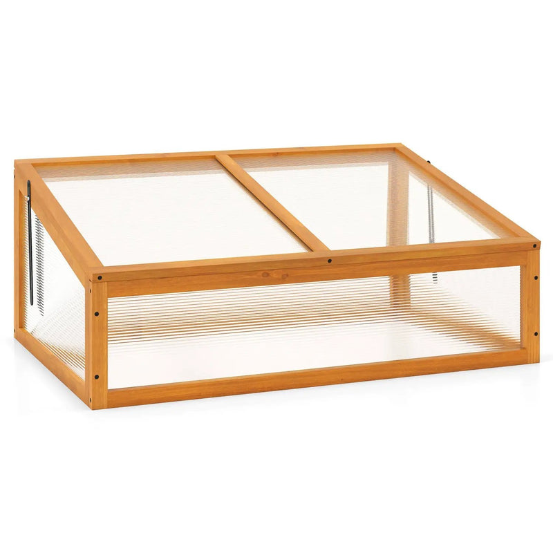 Wood Cold Frame Greenhouse Raised Planter Bed Protection with Transparent Flip-top Roof-Orange by DirectDeals