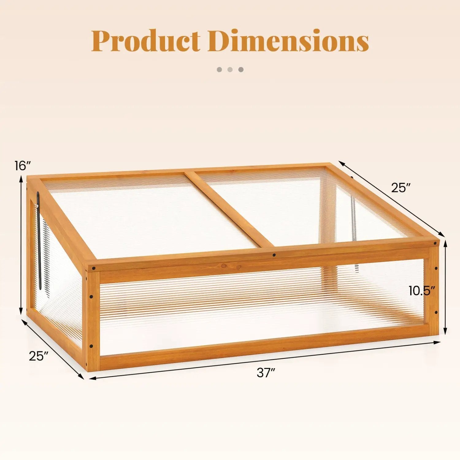 Wood Cold Frame Greenhouse Raised Planter Bed Protection with Transparent Flip-top Roof-Orange by DirectDeals