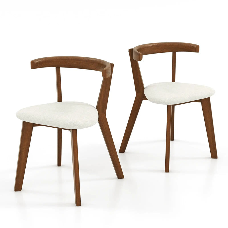Wood Dining Chair Set of 2 with Padded Seat and Curved Back-Walnut by DirectDeals