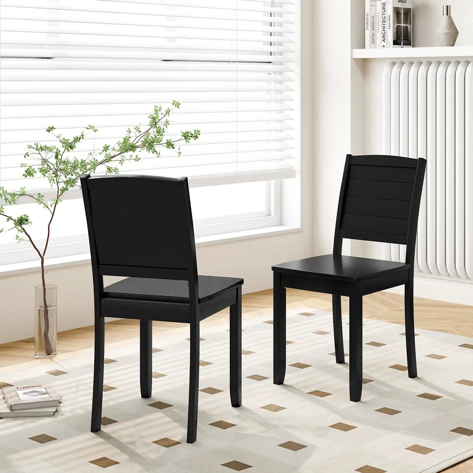 Wood Dining Chair Set of 2 Armless Kitchen Chairs with Rubber Wood Legs by DirectDeals