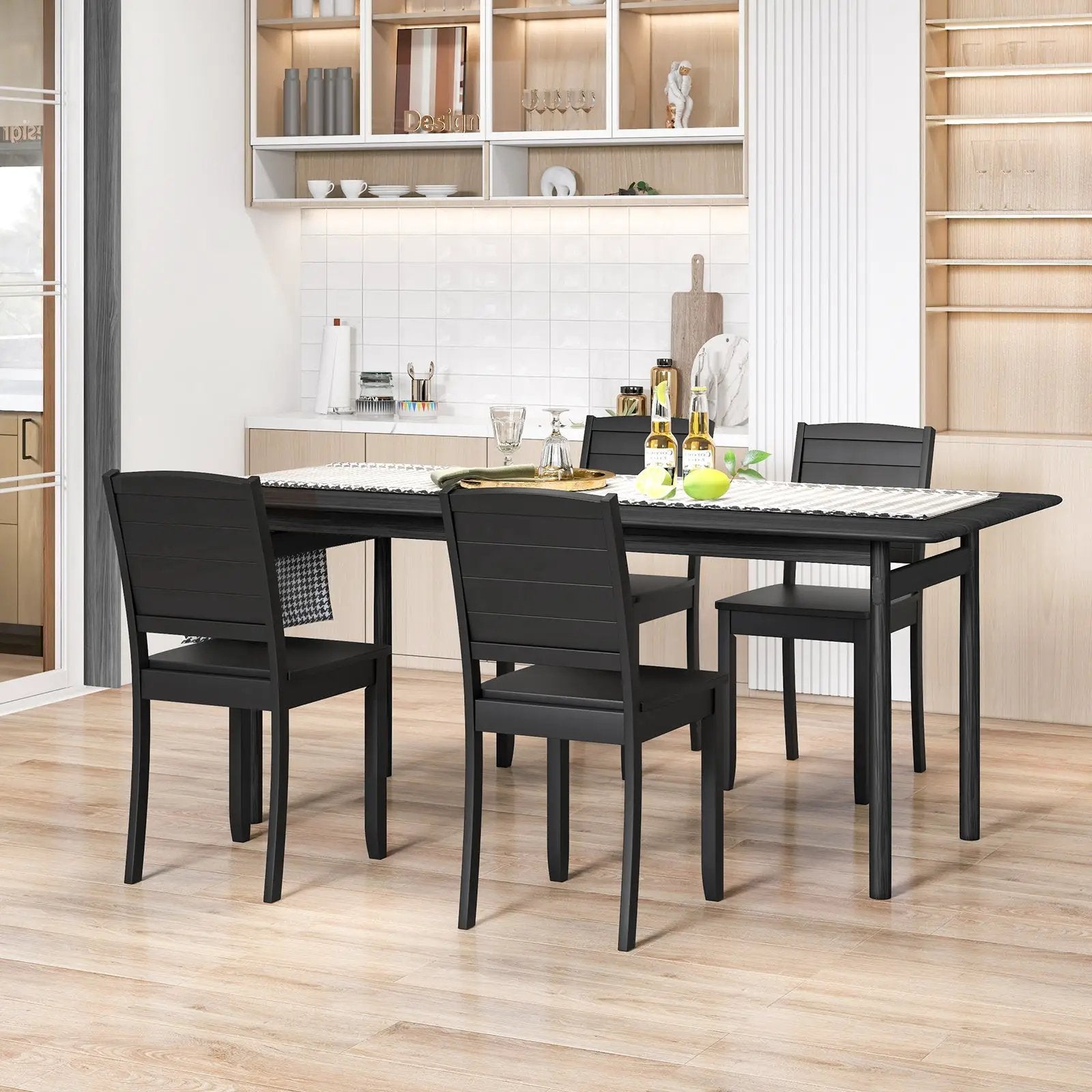 Wood Dining Chair Set of 2 Armless Kitchen Chairs with Rubber Wood Legs by DirectDeals
