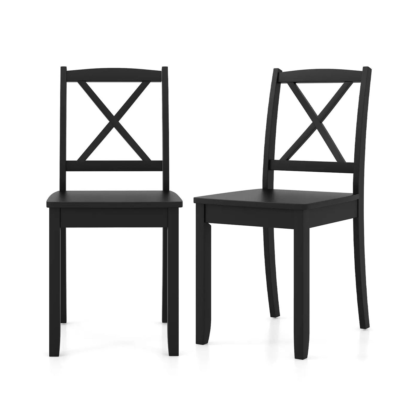 Wood Dining Chair Set of 2 with Rubber Wood Legs and Curved Backrest by DirectDeals