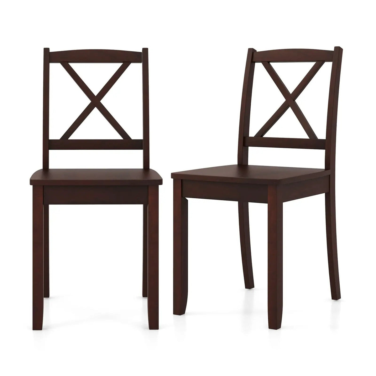 Wood Dining Chair Set of 2 with Rubber Wood Legs and Curved Backrest by DirectDeals