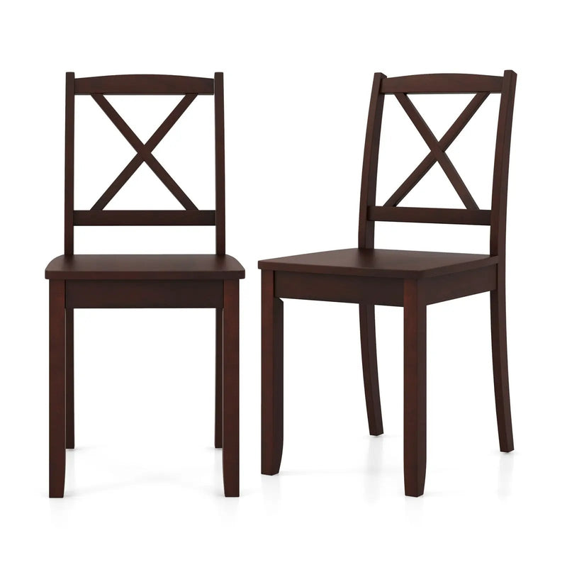 Wood Dining Chair Set of 2 with Rubber Wood Legs and Curved Backrest by DirectDeals