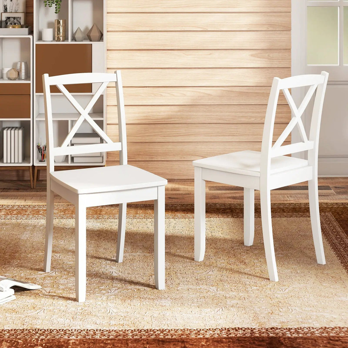 Wood Dining Chair Set of 2 with Rubber Wood Legs and Curved Backrest by DirectDeals