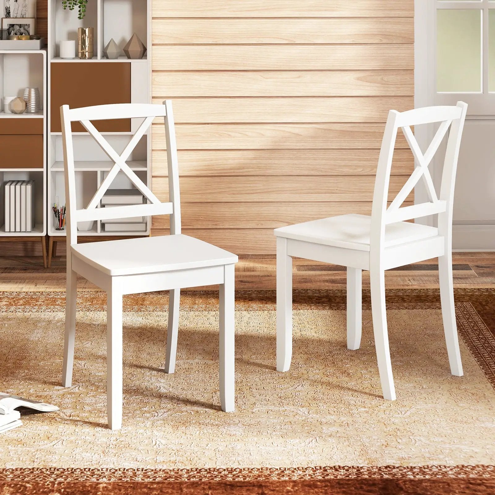 Wood Dining Chair Set of 2 with Rubber Wood Legs and Curved Backrest by DirectDeals
